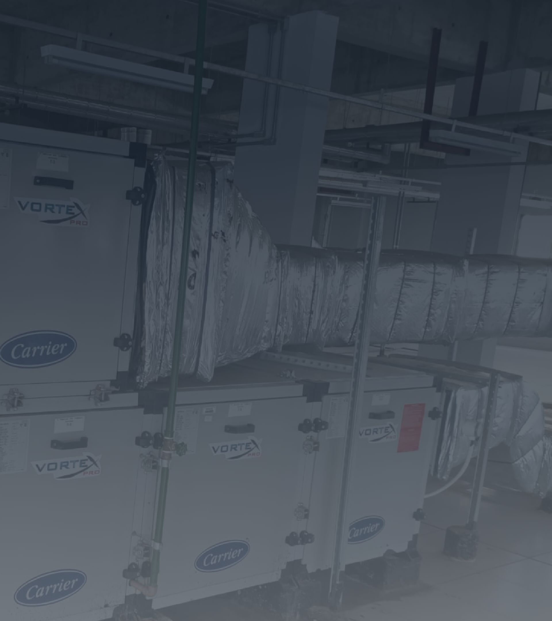 Equipamentos centrais e dutos de sistema HVAC de grande porte
